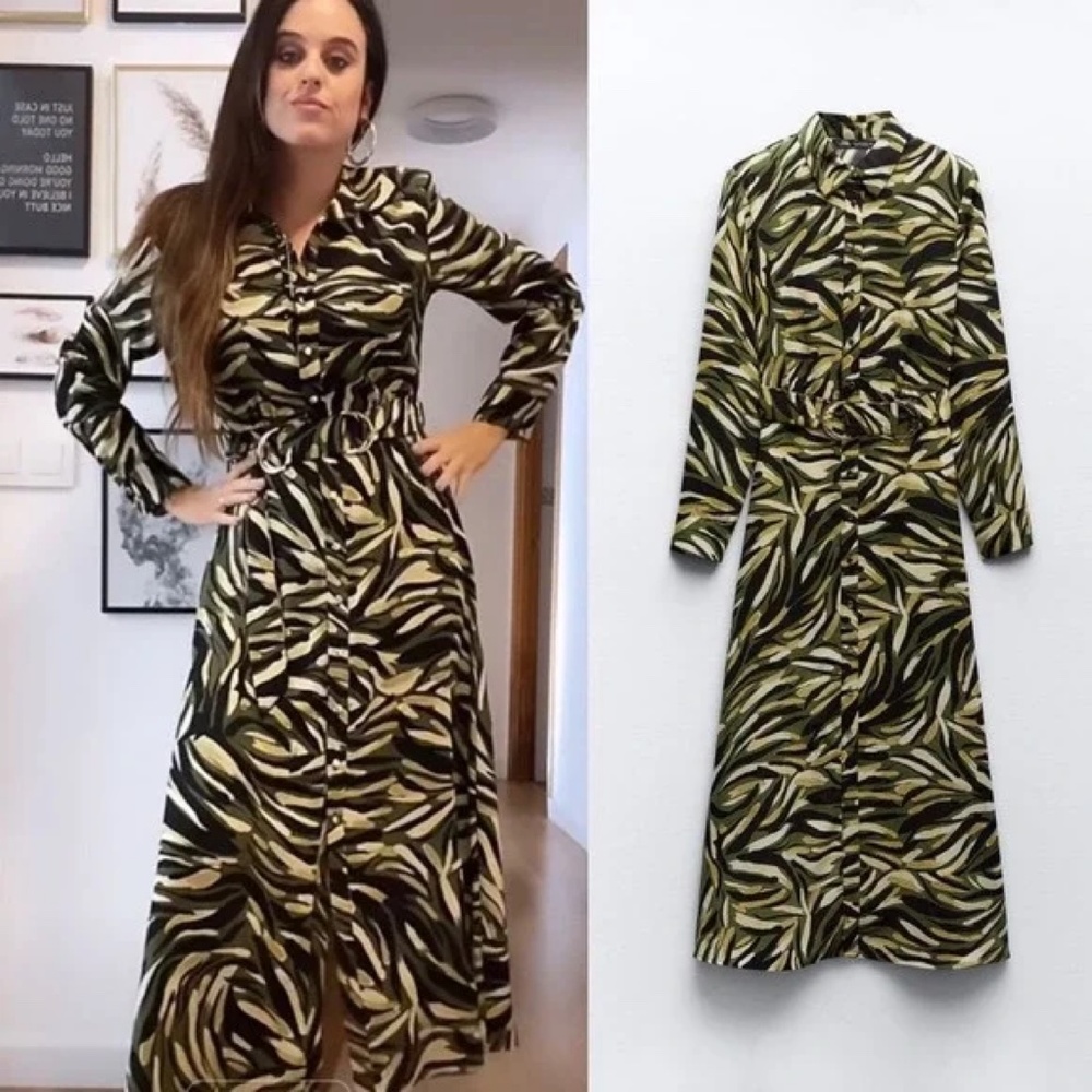 NWT ZARA PRINTED SHIRT DRESS